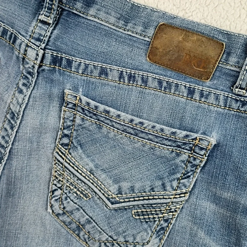 BKE Tyler Denim Shorts Mens 36 Blue Straight Leg Cut Off Hemmed Casual